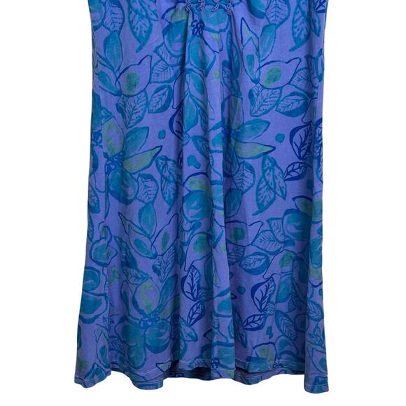 Fresh Produce Size Large Cotton Made in USA Purple Floral V Neck Dress - Picture 4 of 8